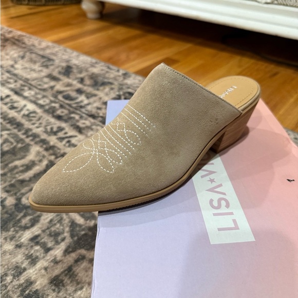 LISA VICKY Tan Suede Mules with Pointed Toe and Low Heel size 9 - Picture 5 of 6